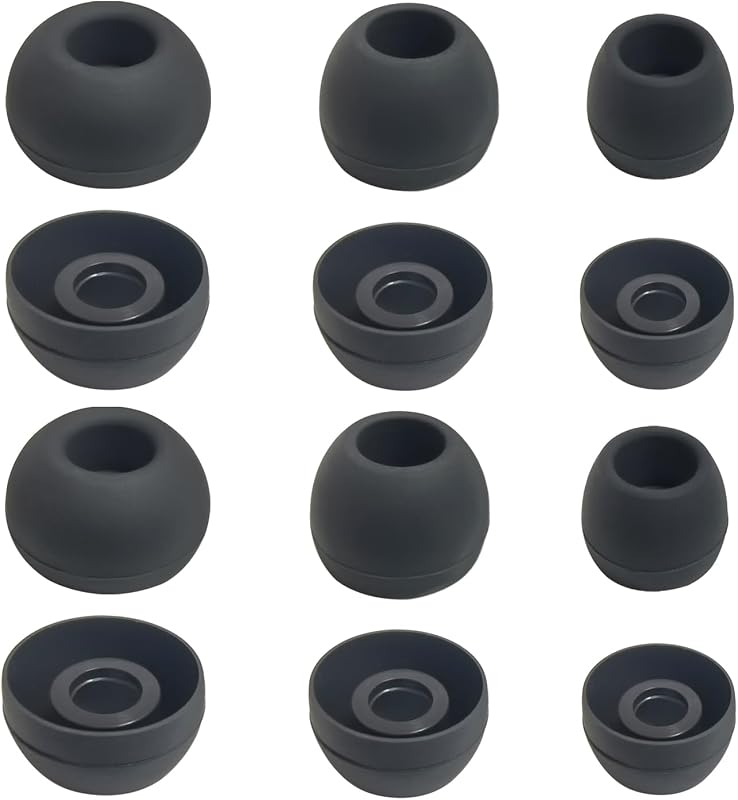 Universal Silicone Replacement Ear Tips for 4.5-7mm Nozzle, Secure Fit | 3 Pairs S/M/L, Earbuds Tips Noise Isolating, Comfortable & Case-Compatible for in Ear Earphones, Black