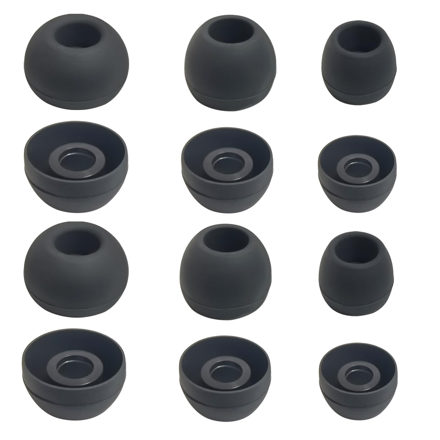 MijusunSilicone Universal Earbuds Tips Replacement for True Wireless Ear Tips Replacement Fit 4.5mm-6mm Nozzle 6 Pairs LMS Black, TG4.5-B