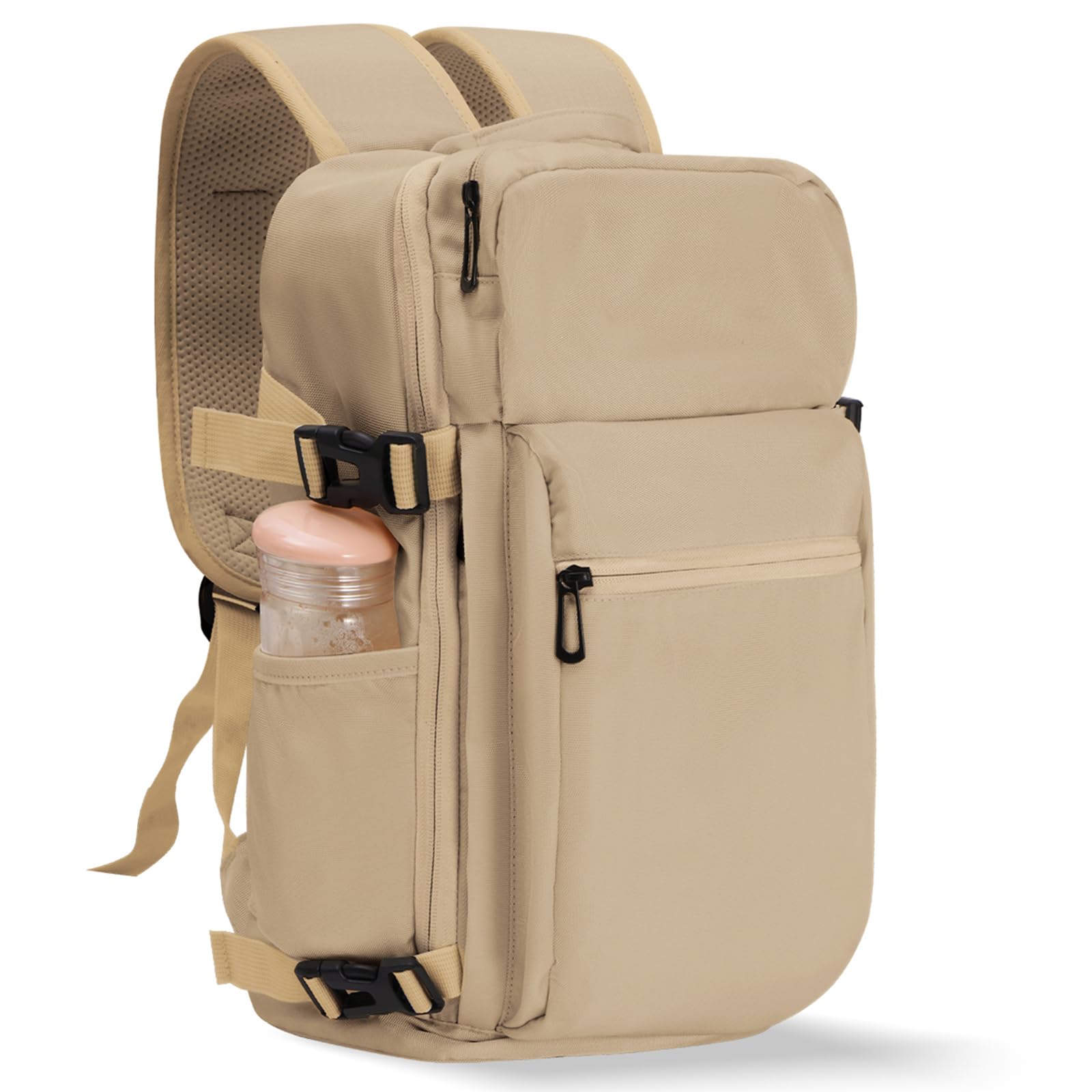 VOESLD Handbagage 40 x 20 x 25 cm en 45 x 36 x 20 cm, vliegtuigrugzak, reisrugzak, onder de stoel, cabinetas voor Ryanair, Easyjet, Wizzair, Eurowings, beige, 45 x 36 x 20