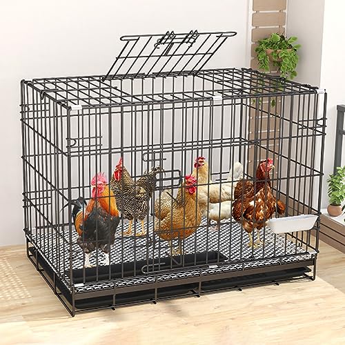 Poulailler en métal avec Roues, poulailler Pliable, poulailler, clapier Portable, Cage à volaille pour Petits Animaux