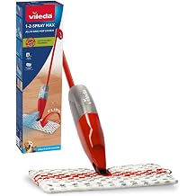 Vileda 1-2 Flat Spray Mop with Extra Microfibre Refill, 59.4cm x 16.4cm x 14.4cm, Red