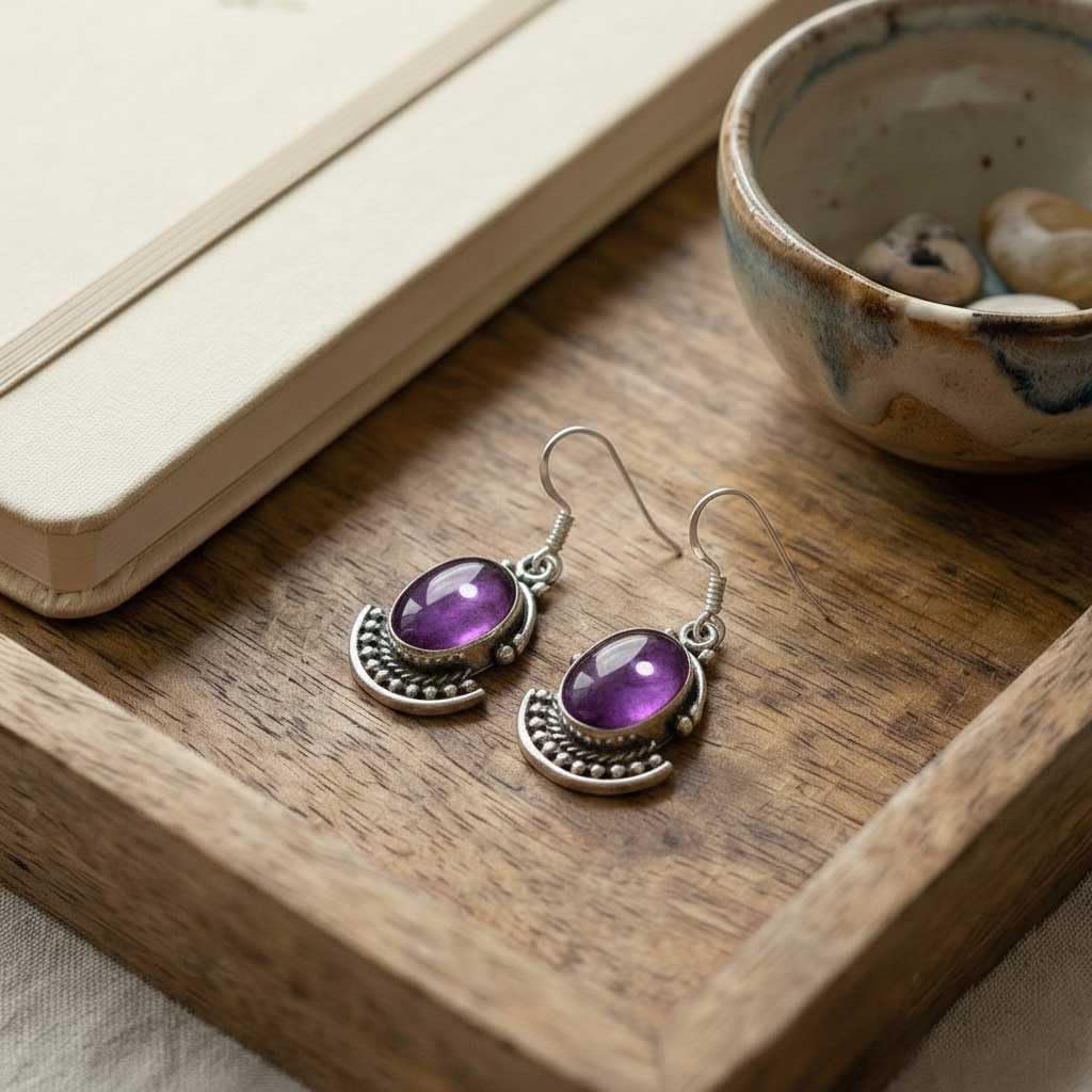 Boho Handmade Jewelry Natural Gemstone Carnelian, Moonstone, Rose Quartz, Amber Oval 925 Sterling Silver Overlay Drop Dangle Earring For Women