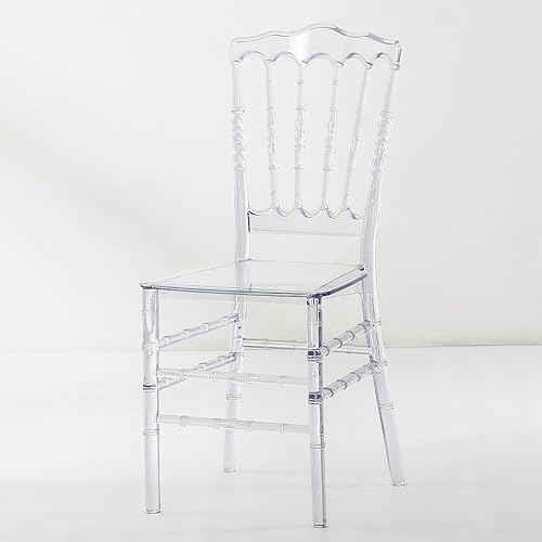 Miniatura 5 de Fohfurniture Juego de 4 sillas fantasmas de acrílico de cristal transparente, sillas de acento Napoleón apilables Chiavari sillas de comedor
