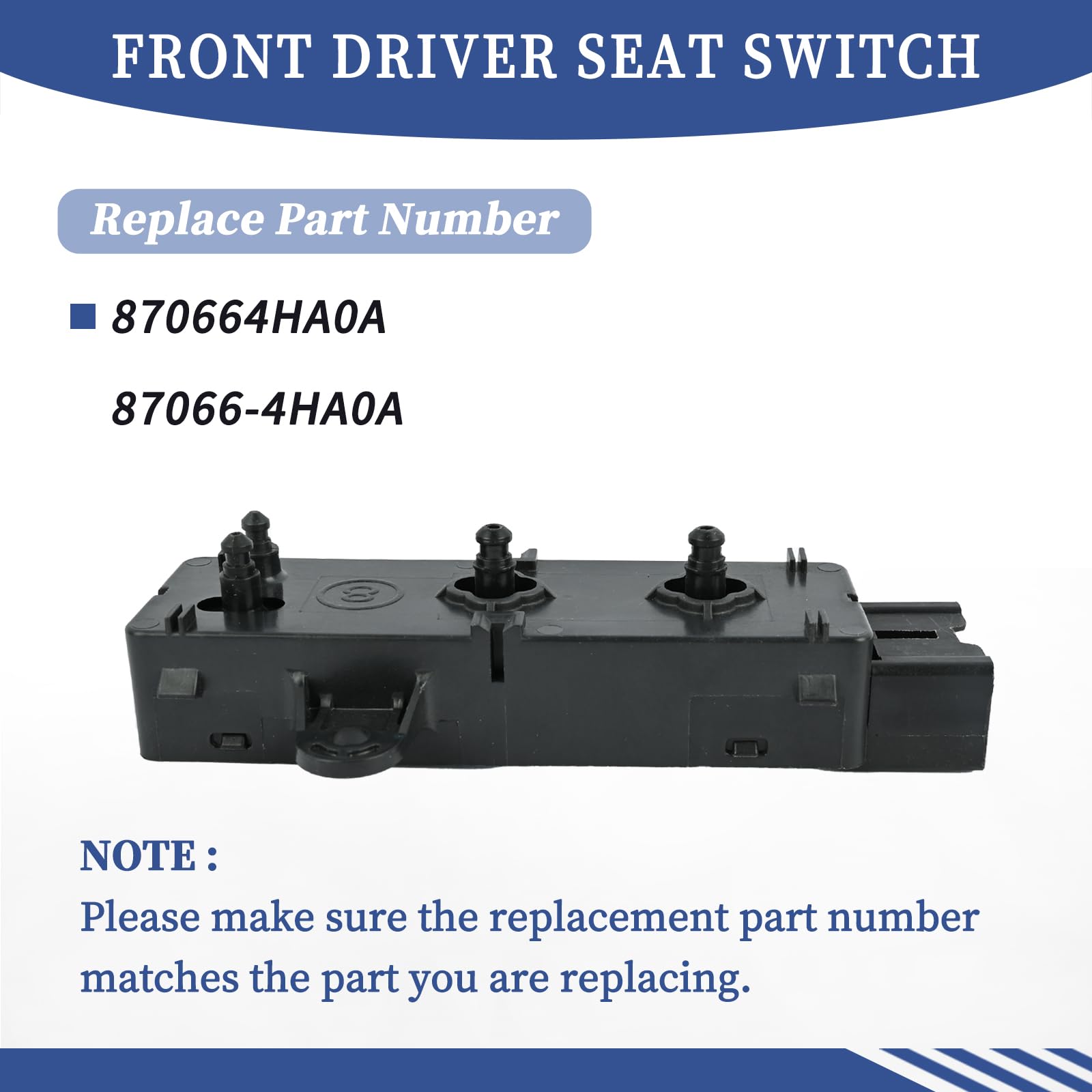 Interruptor de asiento delantero del lado del conductor 870664HA0A 87066-4HA0A compatible con Nissan Maxima 2009-2021│Infiniti Q50 Q60 2015-2021 Interruptor de ajuste de asiento de 8 vías