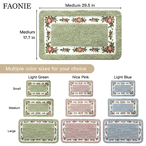 Faonie Pretty Floral Rural Style Romantic Rose Flower Rug Shaggy Area Rugs Soft Non-Slip Doormat Floor Mat Bath Mat Bathroom Shower Rug Bedroom Living Room Carpet (Nice Pink, S) #TOP1