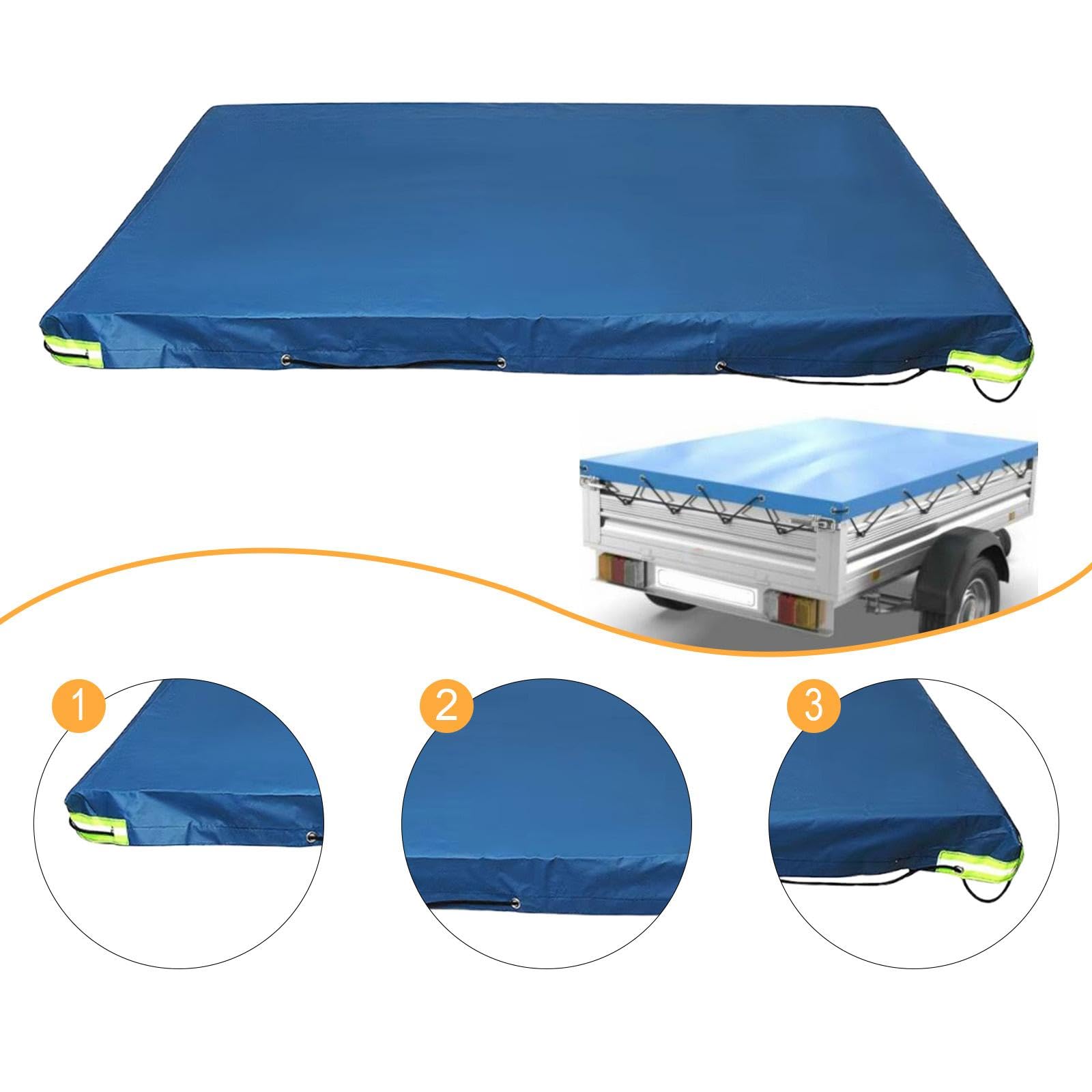 Utility Trailer Abdeckung für Anhänger Plane Aus Oxford Gewebe Wasserabweisend Winddicht mit Reflektoren Und Widerstandsfähig für Autoanhän, 207x114x10cm