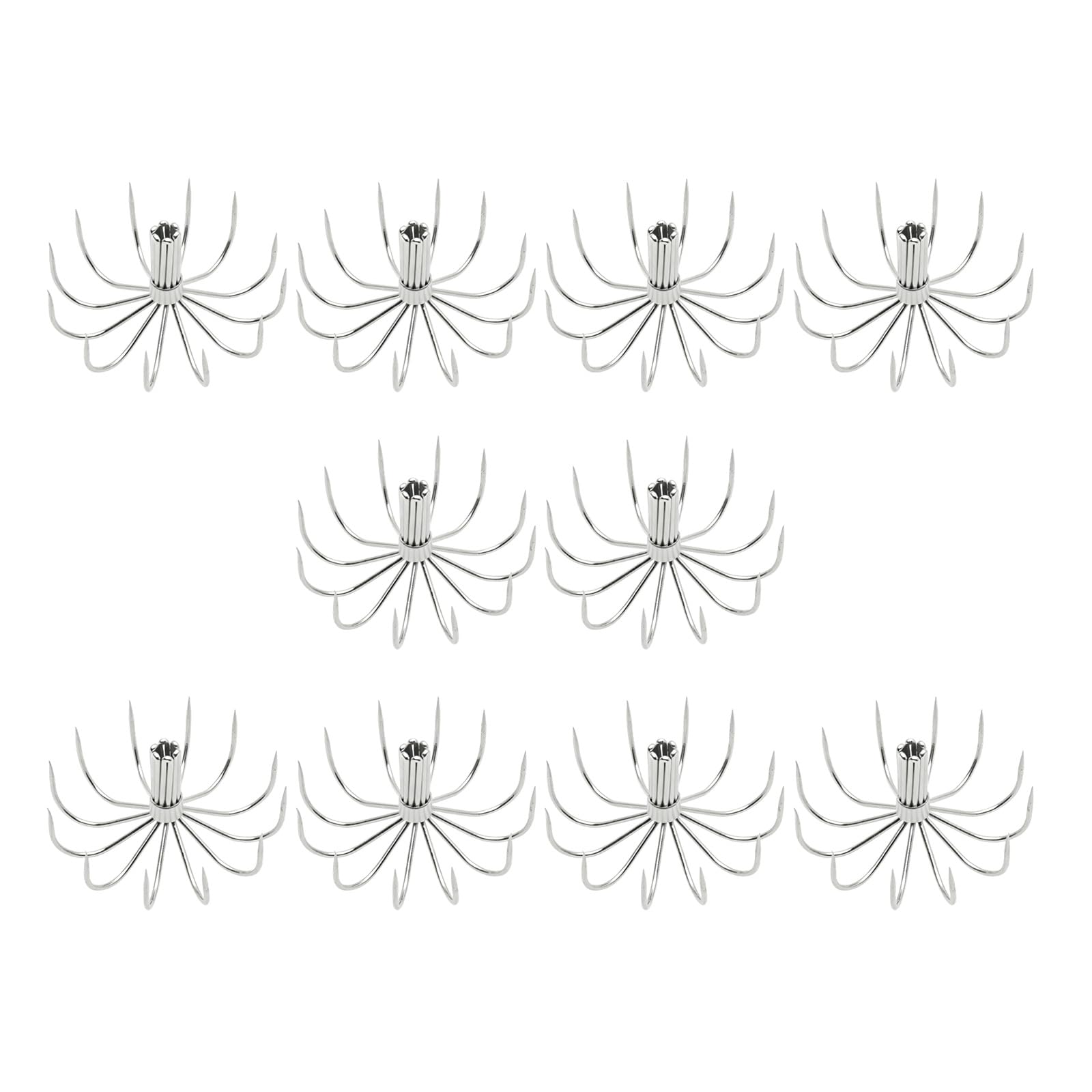 QIAOLIDA 10PCS 12 Needle Stainless Squid Jigs Fishing Hook 35mm 40mm 45mm Barbless Hook for Saltwater Freshwater Fishing Lures