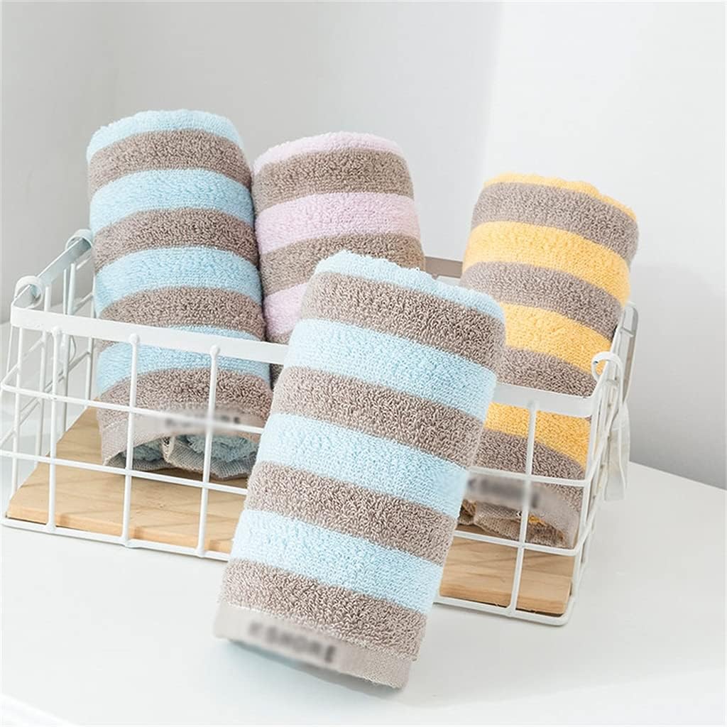 Cotton Towels 2 Packs of Striped Face Wash Men and Women Couples Soft Absorbent and Quick-Drying Towels(E)