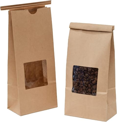 1 libra de papel kraft con lazo de lata, bolsas de café y té con ventana, ideal para pasteles, dulces y paquetes de panadería (100) 1 libra de papel kraft con lazo de lata, bolsas de café y té con ventana, ideal para pasteles, dulces y paquetes de panadería (100)