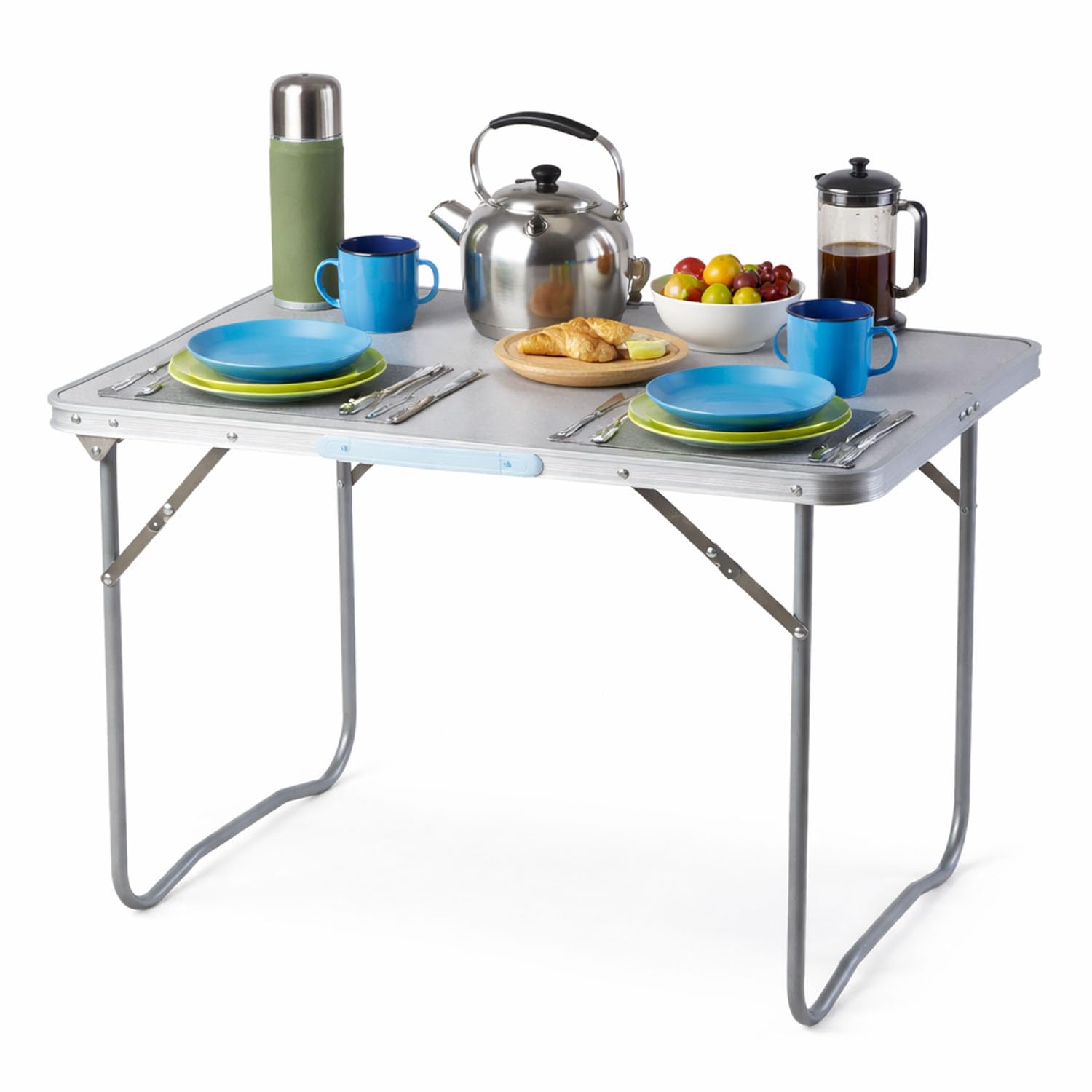 Mojawo 5tlg. Campingmöbel Set Alu 80x60x68cm 1x XL Campingtisch mit Tragegriff + 4 Anglerstühle, Faltstühle Campingstühle rot