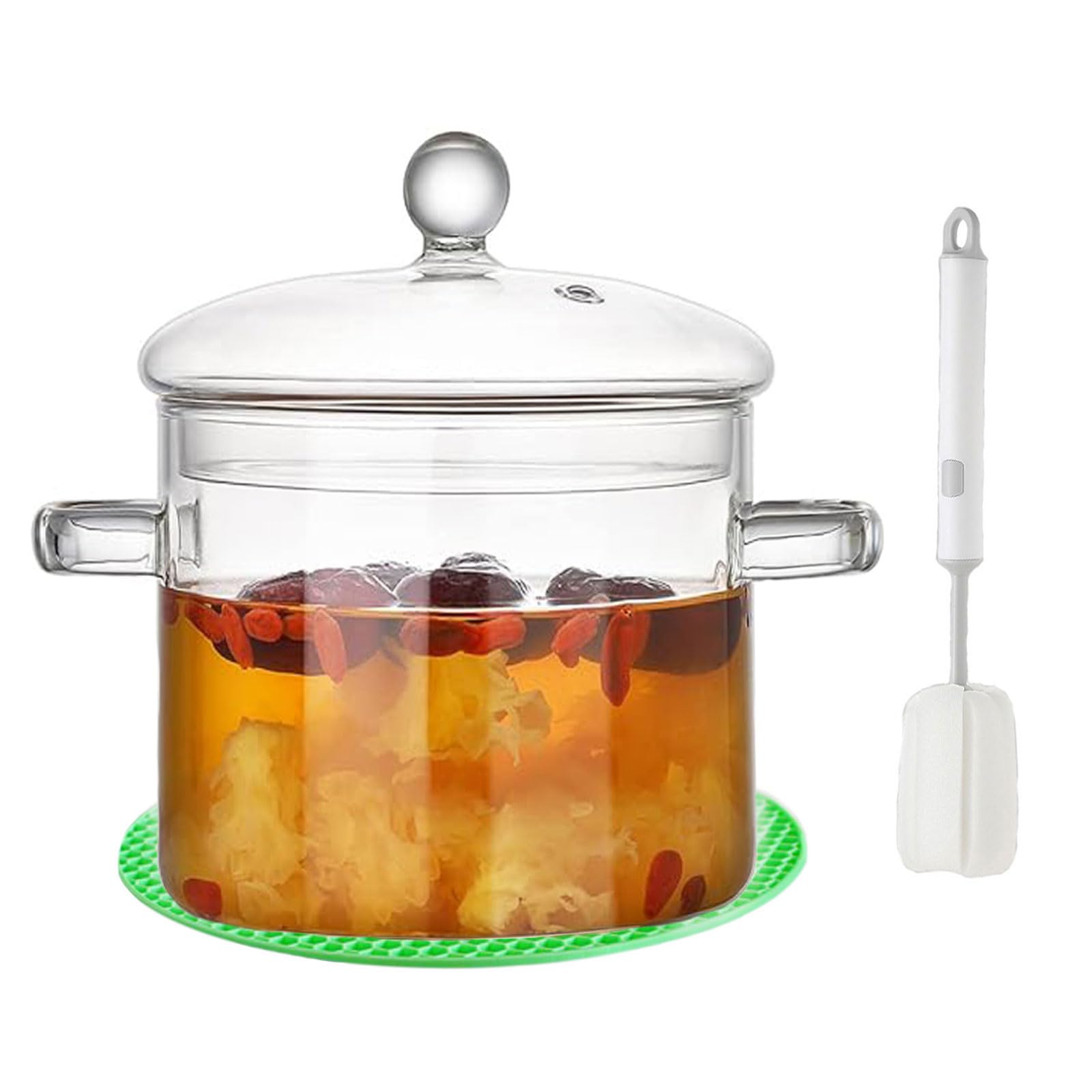 3L/100 Fl OZ Clear Glass Potpourri Simmer Pot with Lid Big Pots for Cooking on Stove Saucepan for Pasta Noodle, Soup, Milk, Baby Food