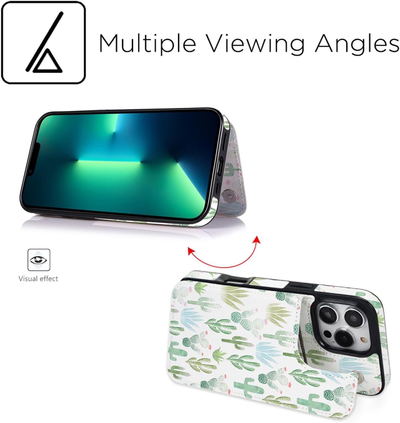 uCOLOR Compatible with iPhone 16 Pro 6.3" Wallet Case with Card Holder Slot Folio Flip PU Leather Kickstand Double Magnetic Clasp and RFID Blocking Design Cover 6.3 Inch (Green Cactus) - Image 6