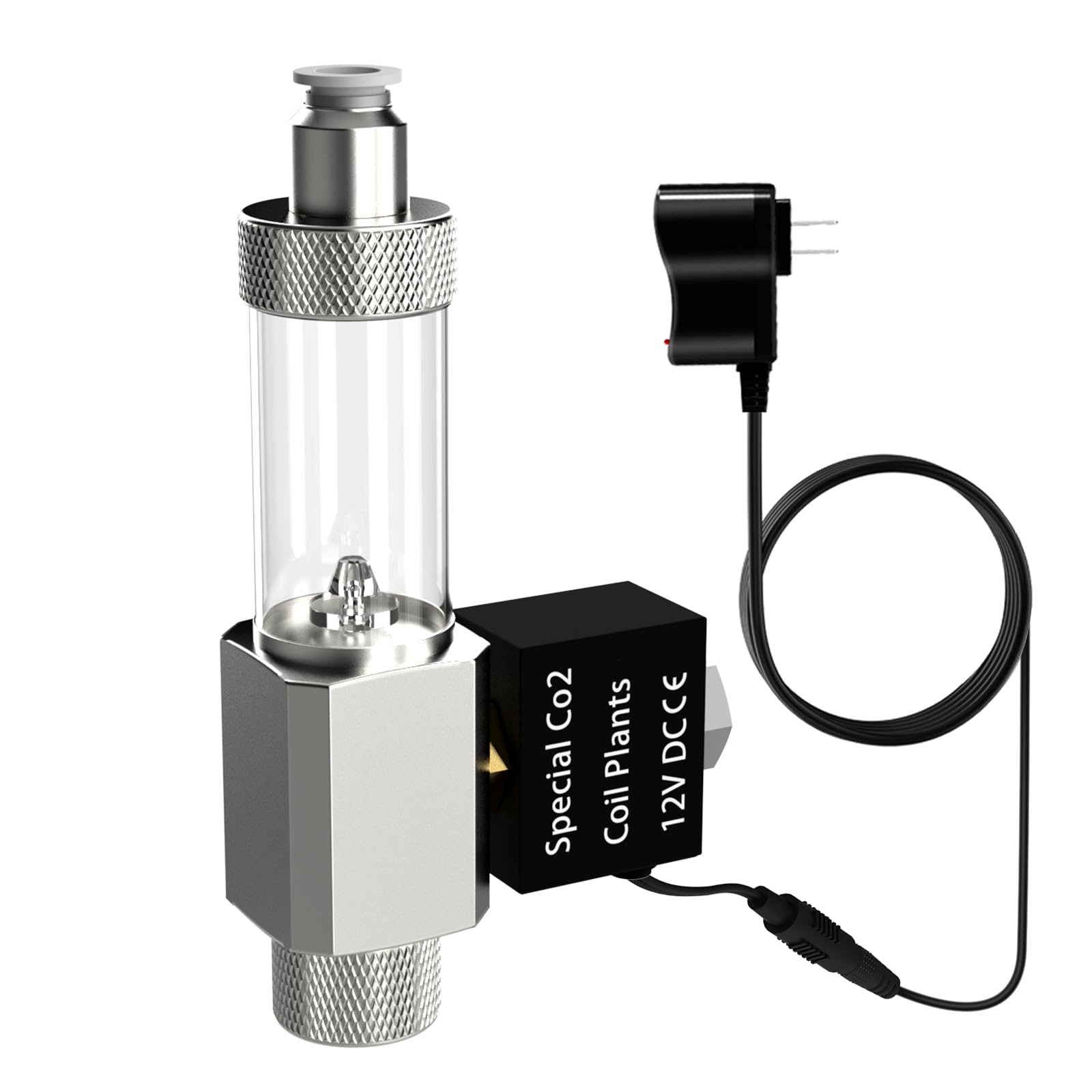 FZONE All-in-One CO₂ Solenoid Valve with Bubble Counter for CO₂ Aquarium System, Screw Connection