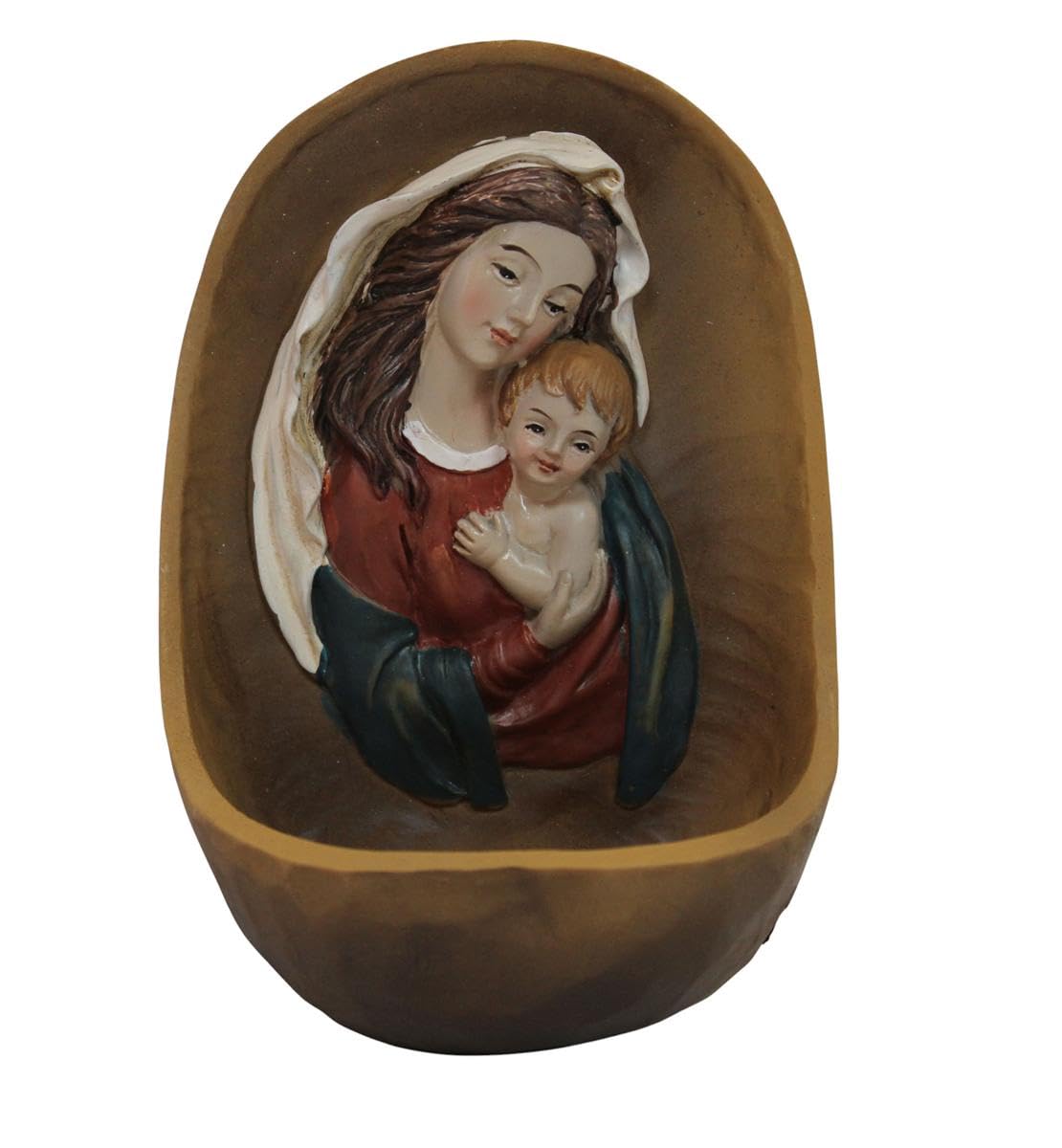 ZICOM Weihwasserkessel Weihwasserbecken Maria mit Kind Höhe 12cm handbemalt Polyresin