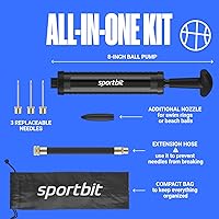 Vista 2 de SPORTBIT Ball Pump for Sports Balls - Push & Pull Inflating System - Hand Pump for All Exercise Balls - Volleyball Pump, Basketball Inflator