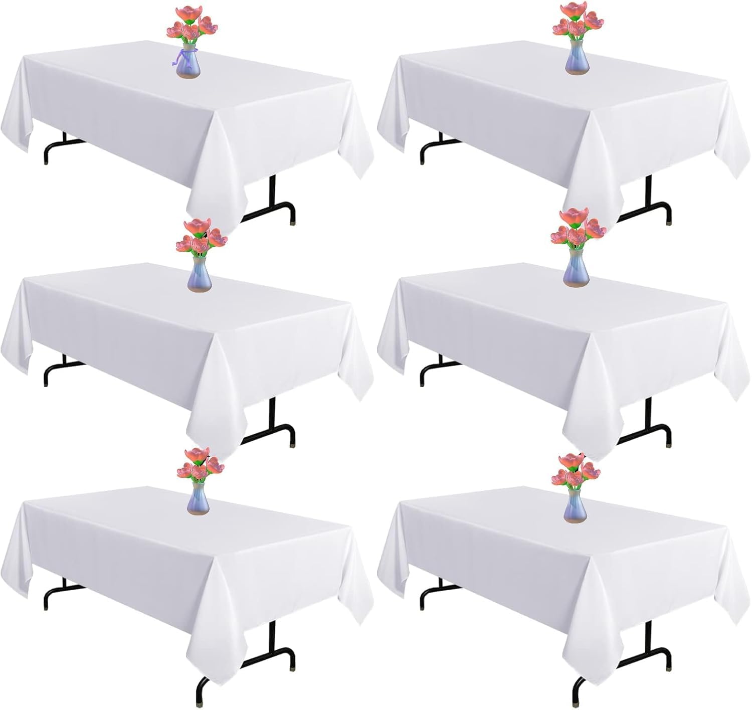 ausurme 5Pcs White Table Cloth,137x274cm Disposable Tablecloths,Rectangle Plastic Table Cover,White Party Tablecloth for Parties Wedding Birthdays Picnic Christmas Party Favor