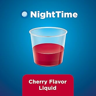 Amazon Basic Care Night Time Cold & Flu Liquid, Cherry, 12 fl oz (Pack of 1)