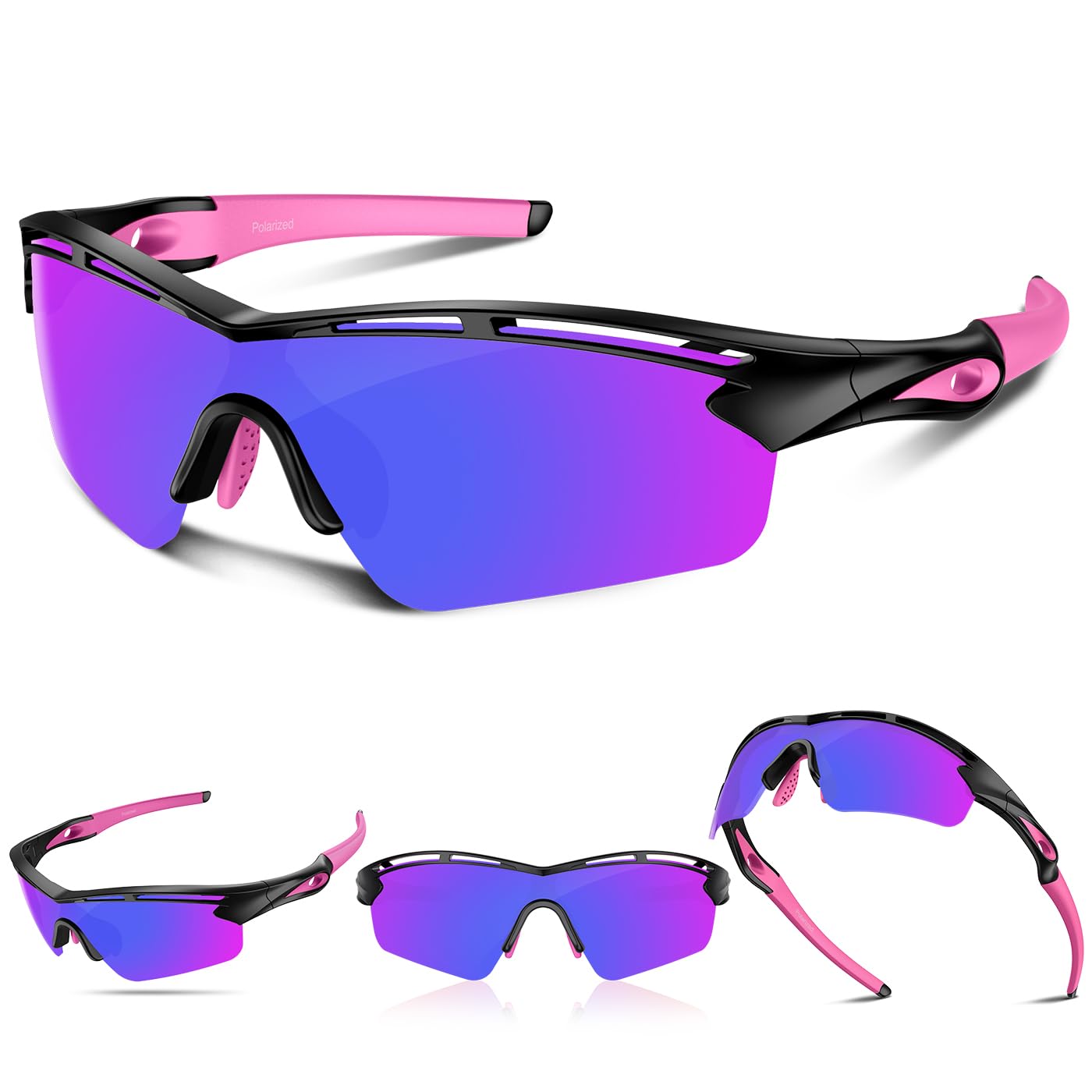 Occhiali da sole sportivi polarizzati per uomo e donna, adolescente, baseball, ciclismo, corsa, guida, pesca, tennis, golf, TAC UV400 TR90 motore