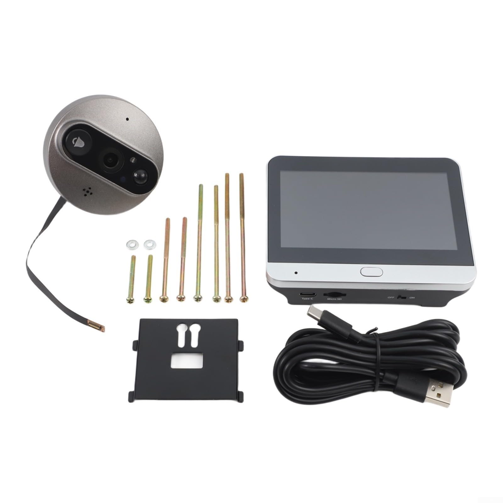Judas de porte numérique 1080p avec écran HD de 4,3 pouces, judas intelligent WLAN avec détection de mouvement PIR, audio bidirectionnel sans fil, sonnette de sécurité pour la maison