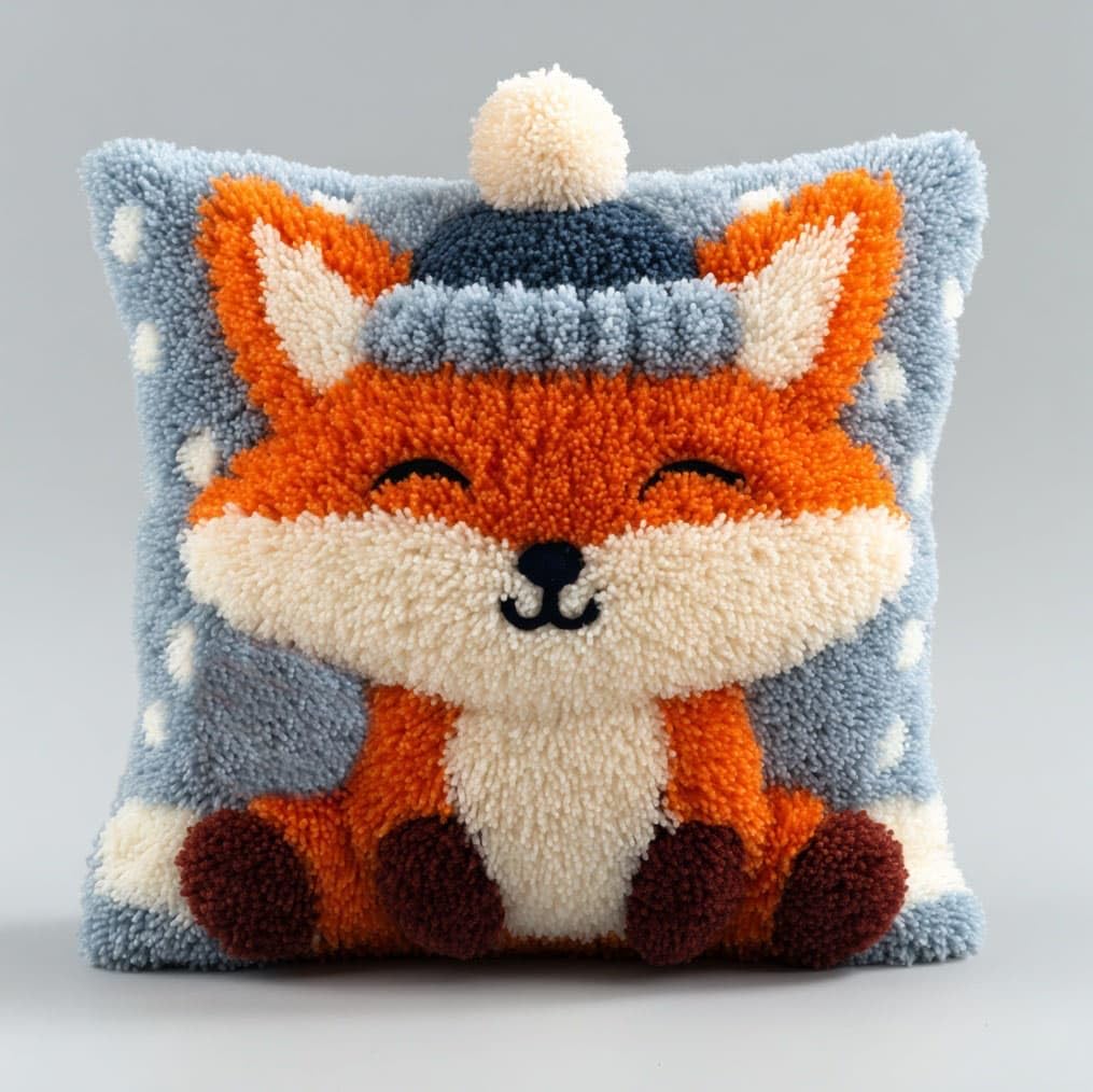 AxiangziK Latch Hook Cushion Kit 17x17 Inch,Cute Fox