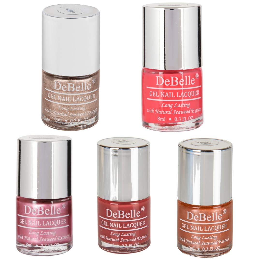 Gel Nail Polish Combo of 5 (Metallics & glitters Collection)- 40 ml (8 ml Each)
