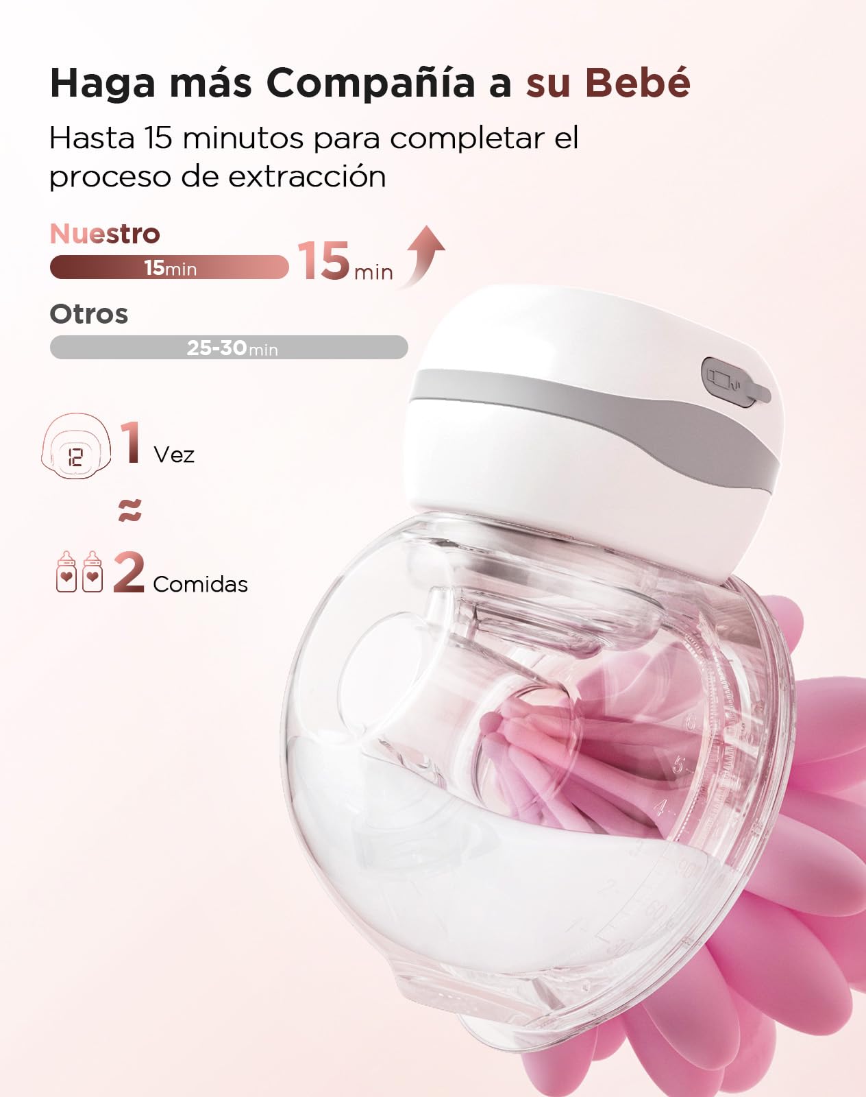 Haokoo Sacaleches Electricos Manos Libres Portatil, 201g Ligero Extractor de Leche Materna Electrico, Recargable, Sin BPA, 3 Modos y 12 Niveles, 21mm/24mm Brida, para Viajes, Oficina, 1 Pieza