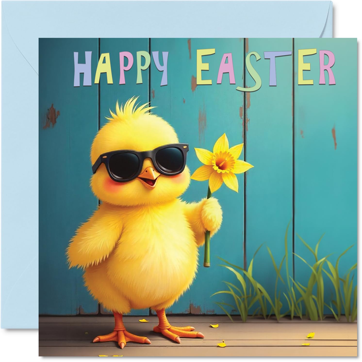 Cute Easter Card - Cool Chick - Happy Easter Card fro Friends Family Colleague, 145mm x 145mm Playful Greeting Cards