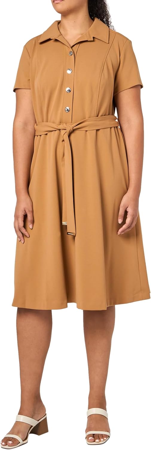 Tommy Hilfiger Vestido feminino Scuba Midi Tie Cintura