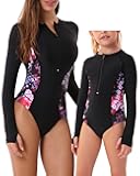 Women and Girls Matching Swimsuit: Long Sleeve One Piece Rash Guard Bathing Suit UPF 50+ (Please Order Separately)