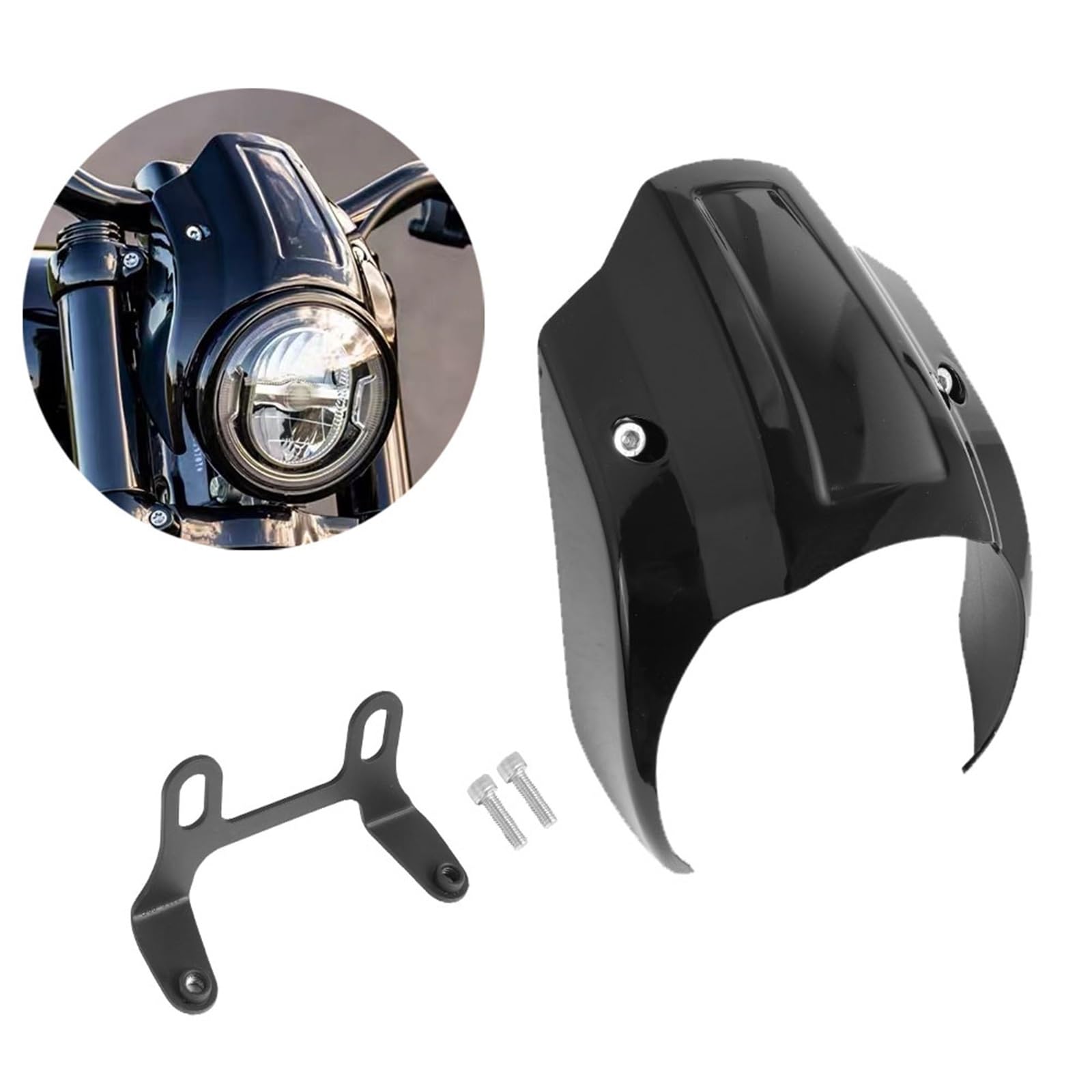 Masque Avant De Moto Noir Brillant, Couvercle Carénage Phare pour Harley Softail Street Bob FXBB FXBR 2018 2019 2020 2021 2022 2023 2024