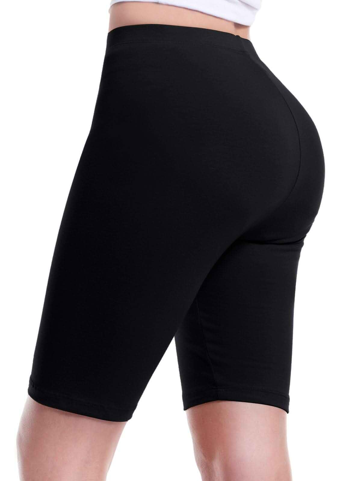 Design by Olivia Women's Soft Cotton Stretch High Waisted Biker Yoga Shorts