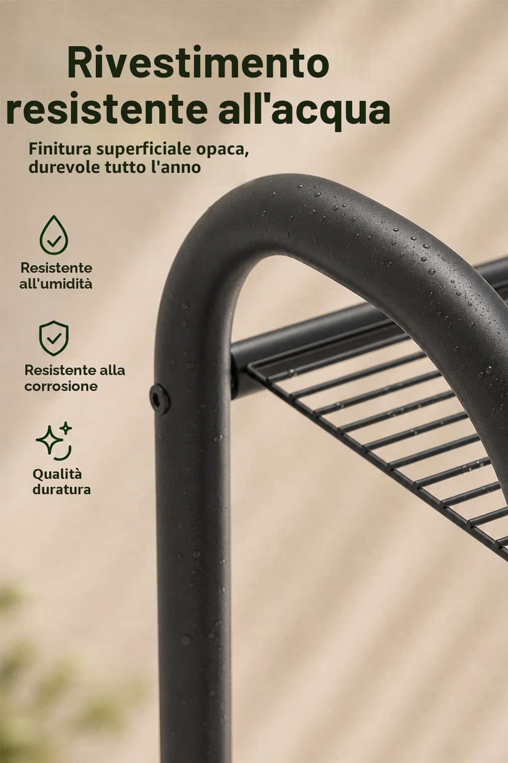 Supporto per piante in metallo a 5 livelli, resistente, per interni ed esterni, per vasi multipli, supporto verticale alto 165,1 cm, con piedini di livellamento regolabili e kit di fissaggio