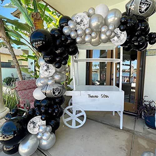 Image of Black Silver White Confetti Balloons Arch Kit, 120 PCS 12in 10in 5in Latex Balloons Garland Arches Kit for Birthday, Wedding, Anniversary, Celebrations Party Decoration