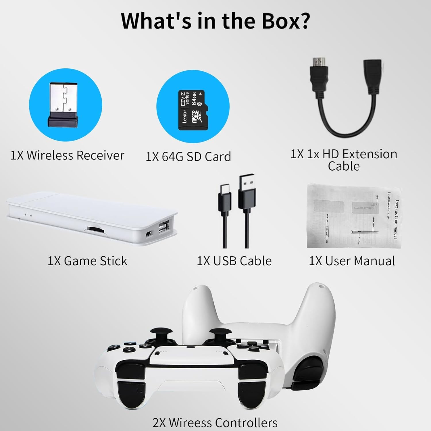 Retro Konsole Spielkonsole 4K Game Stick eingebauten 20000+ Spielen 23 Emulator, Plug and Play Wireless Videospielkonsole für TV, Geschenk für Jungen & Erwachsene