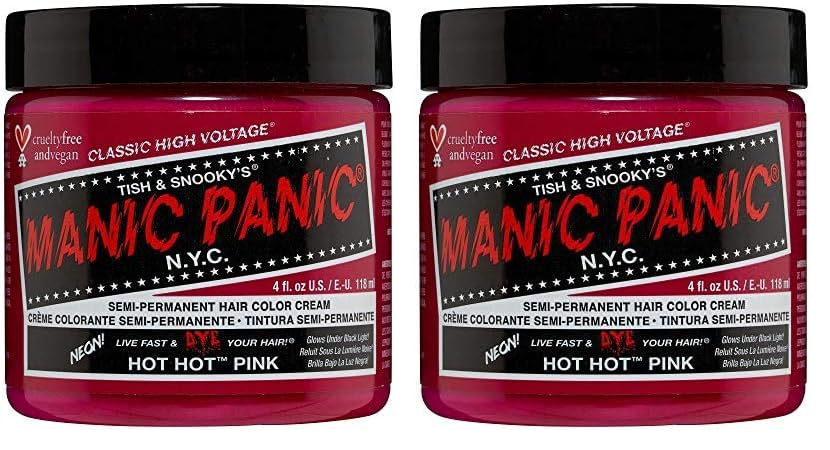 Manic Panic Hot Hot Pink Classic Creme, Vegan, Cruelty Free, Semi Permanent Hair Dye 118ml (Packung mit 2)