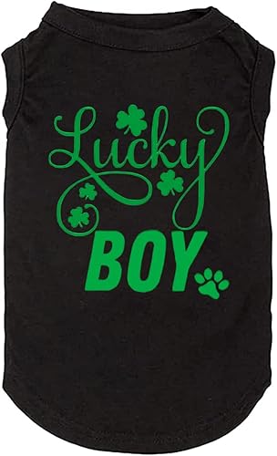 Miniatura 3 de Ropa para perros, camisa de trébol con letras impresas para niño pequeño y grande, chaleco para cachorro, disfraz del día de San Patricio (L, gris02)