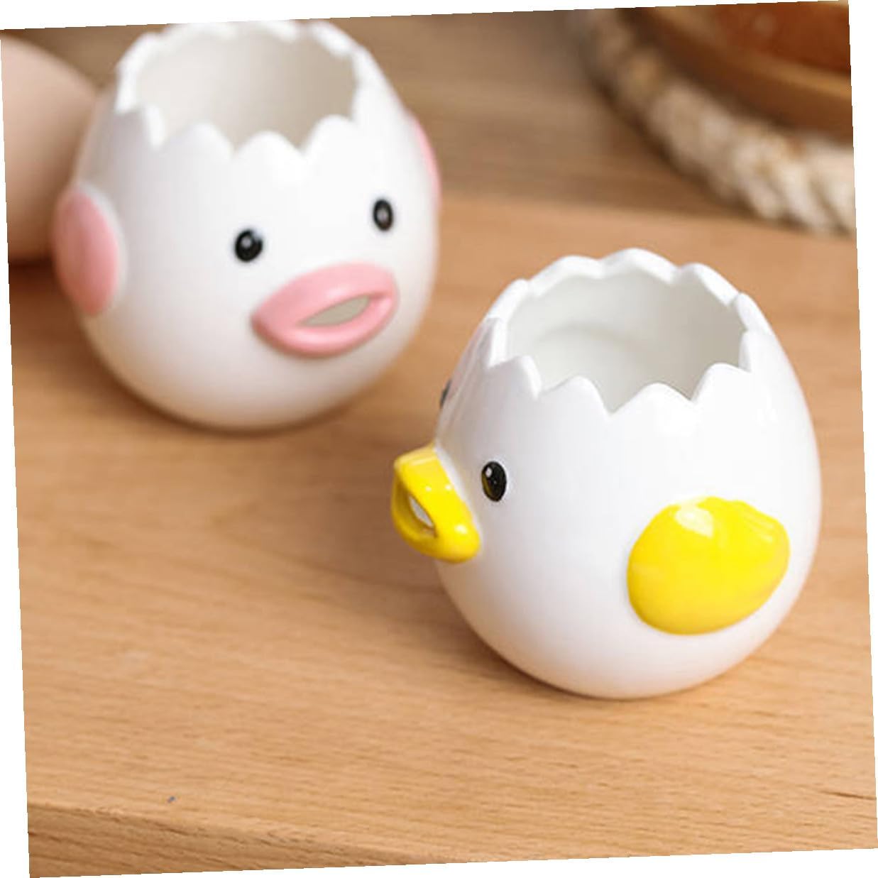 BESPORTBLE 2 Pcs Wear-resistant Egg Separators Practical Cartoon Chicken Shape Egg Yolk Filters for Baking Cooking Household Use Pink Yellow