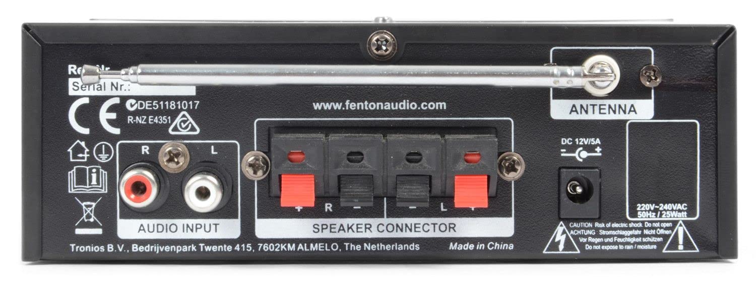 Fenton AV380BT Juego de Karaoke Plug & Play con 2 micrófonos, Juego de Altavoces y un Amplificador de 2 x 40w con Bluetooth y Reproductor de MP3 con Lector USB y SD