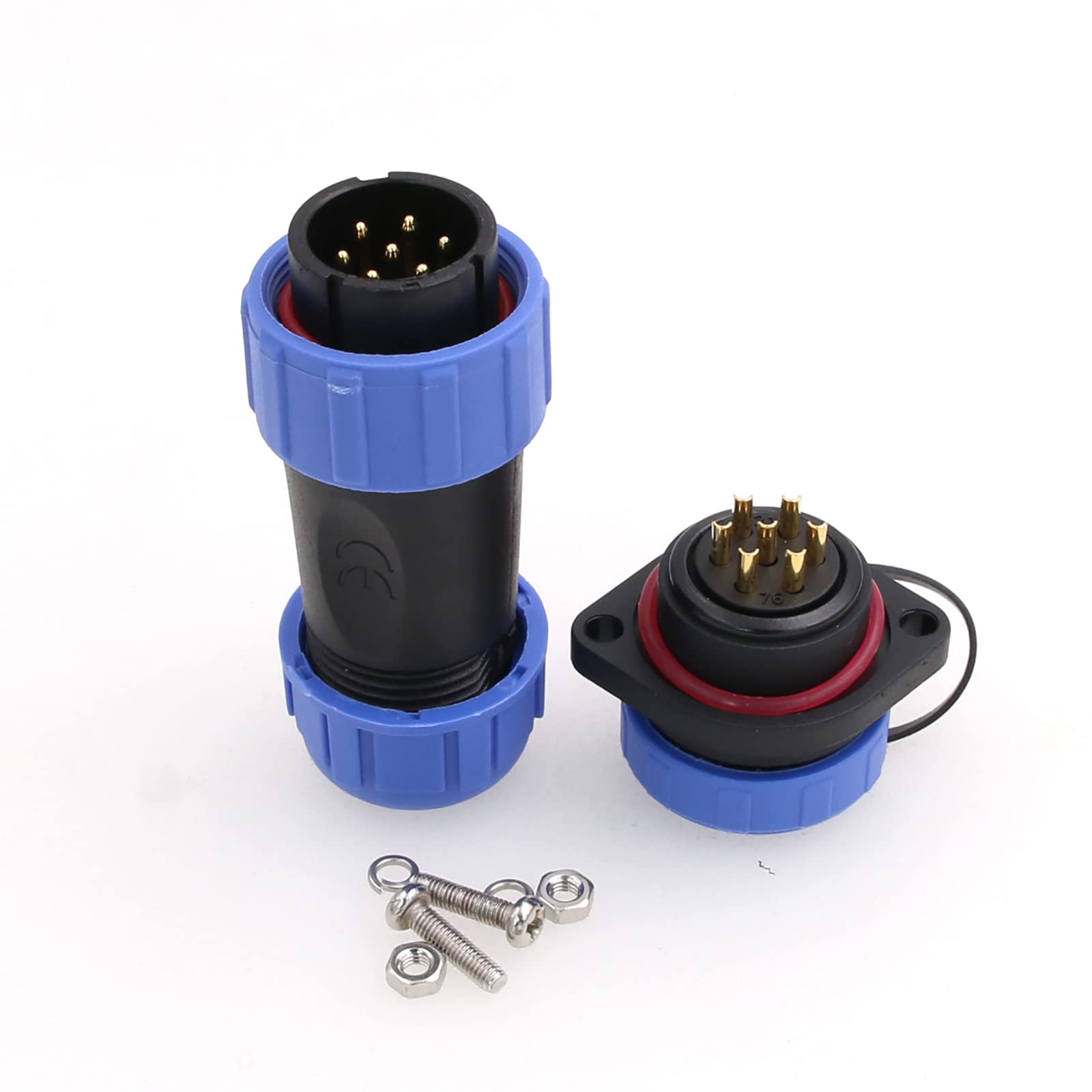 ZBLZGP HE21 7 Pin IP68 Waterproof Connector Plug Socket Aviation Circular Industrial for Lighting Indoor Outdoor Screw mount