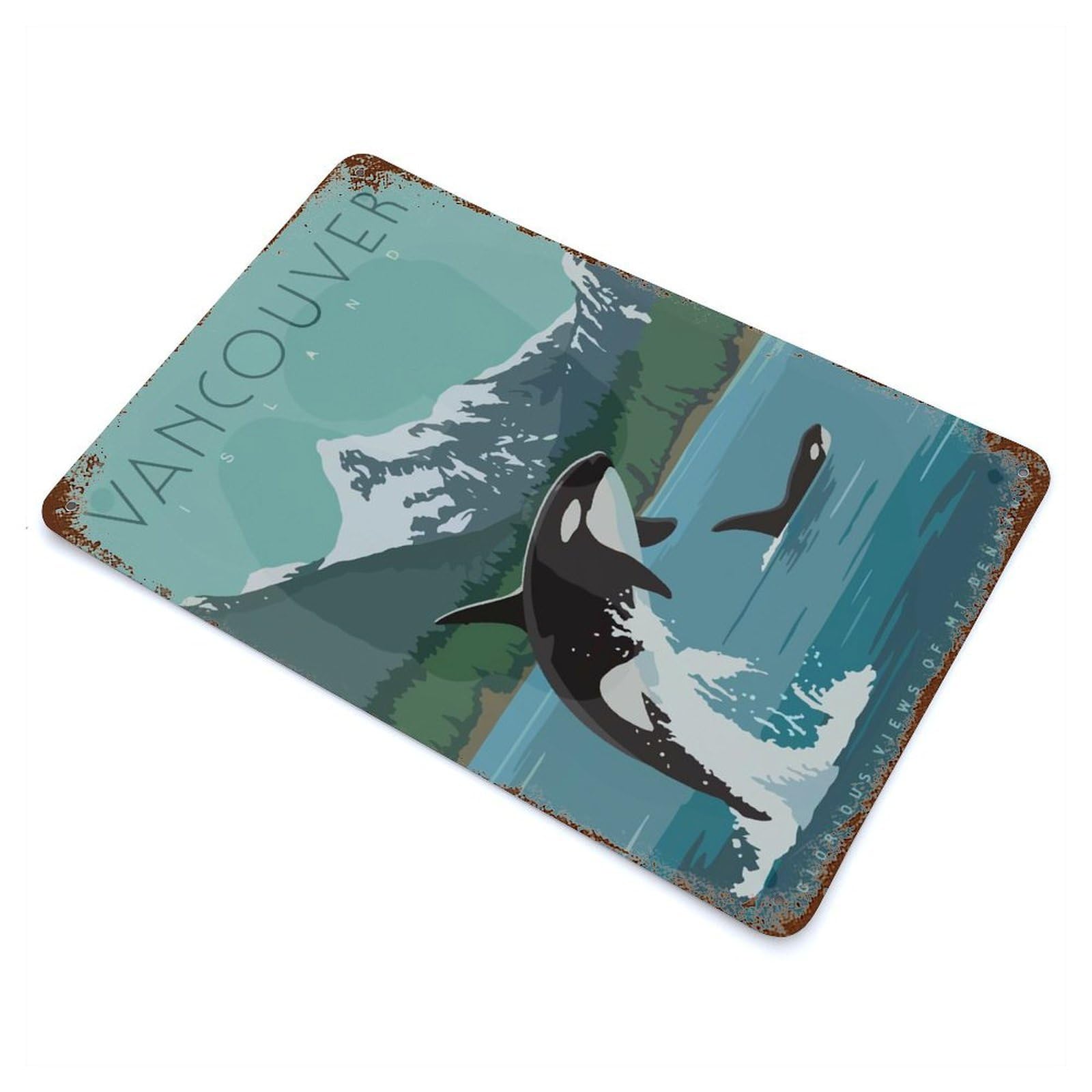 Garage Style Travel to Vancouver Decorative Tin Sign 11.8"x7.9", Industrial Home Decor for Bar And Workshop