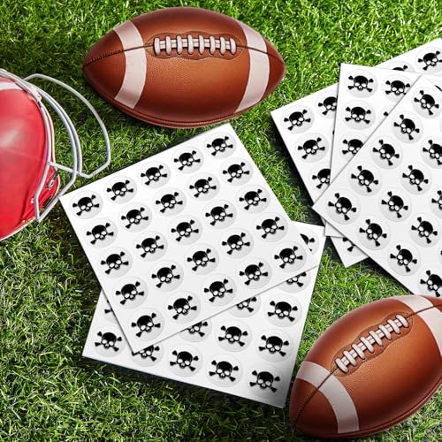 Image of Leinuosen Helmet Stickers Football Baseball Helmet Decals 1-1 /8 Inch Vinyl Sports Football Decals Self Adhesive Hockey Stickers for Hockey, Lacrosse, Batting(Clear Print Black,Skull)