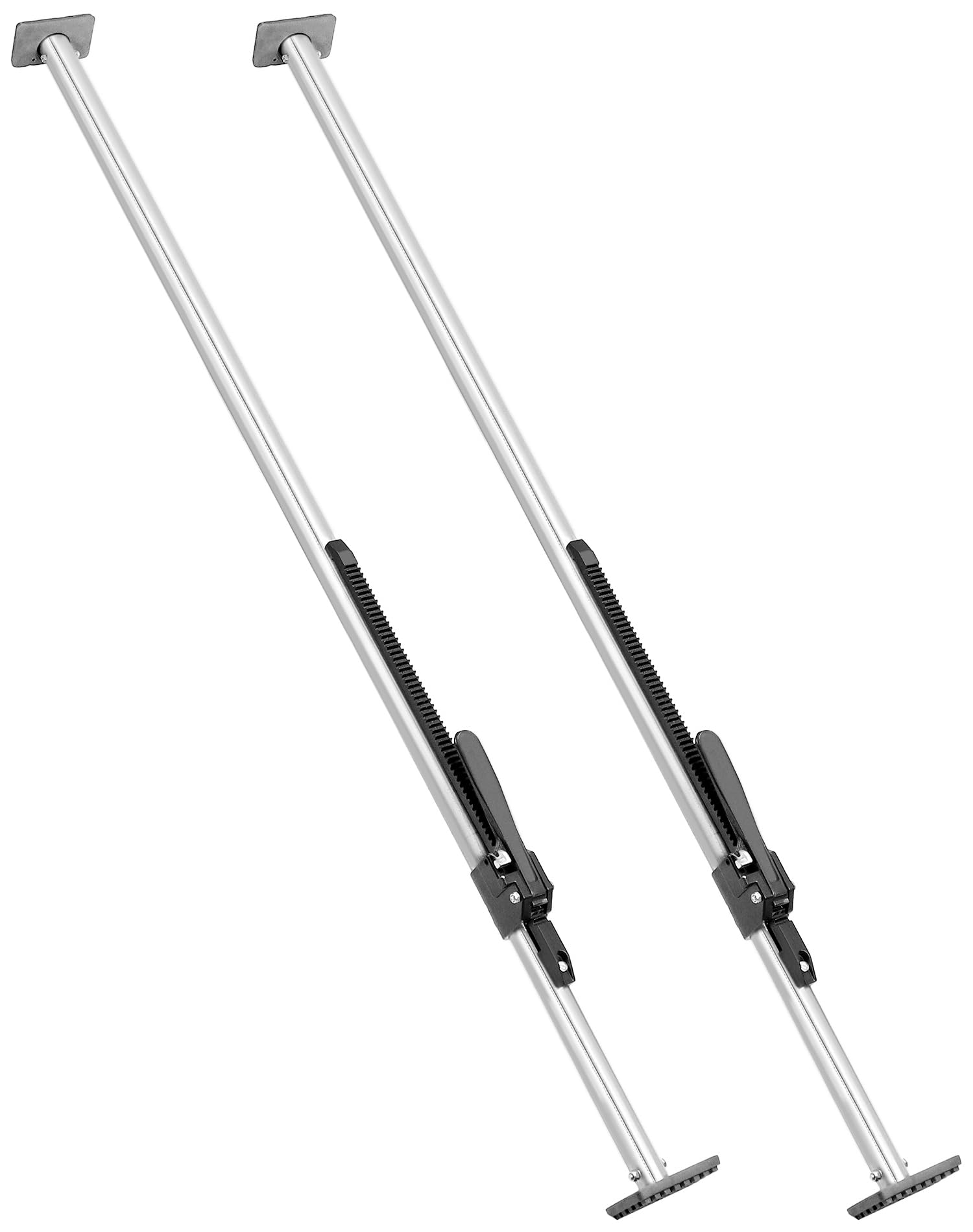 QWORK Cargo Stabilizer Bar, 2 Pack 60" - 74" Adjustable Ratcheting Cargo Bar Strong Steel Load Lock Rod Round Tube Load Bar for Full Size Trucks, Pickups, Vans, & SUVs, Black