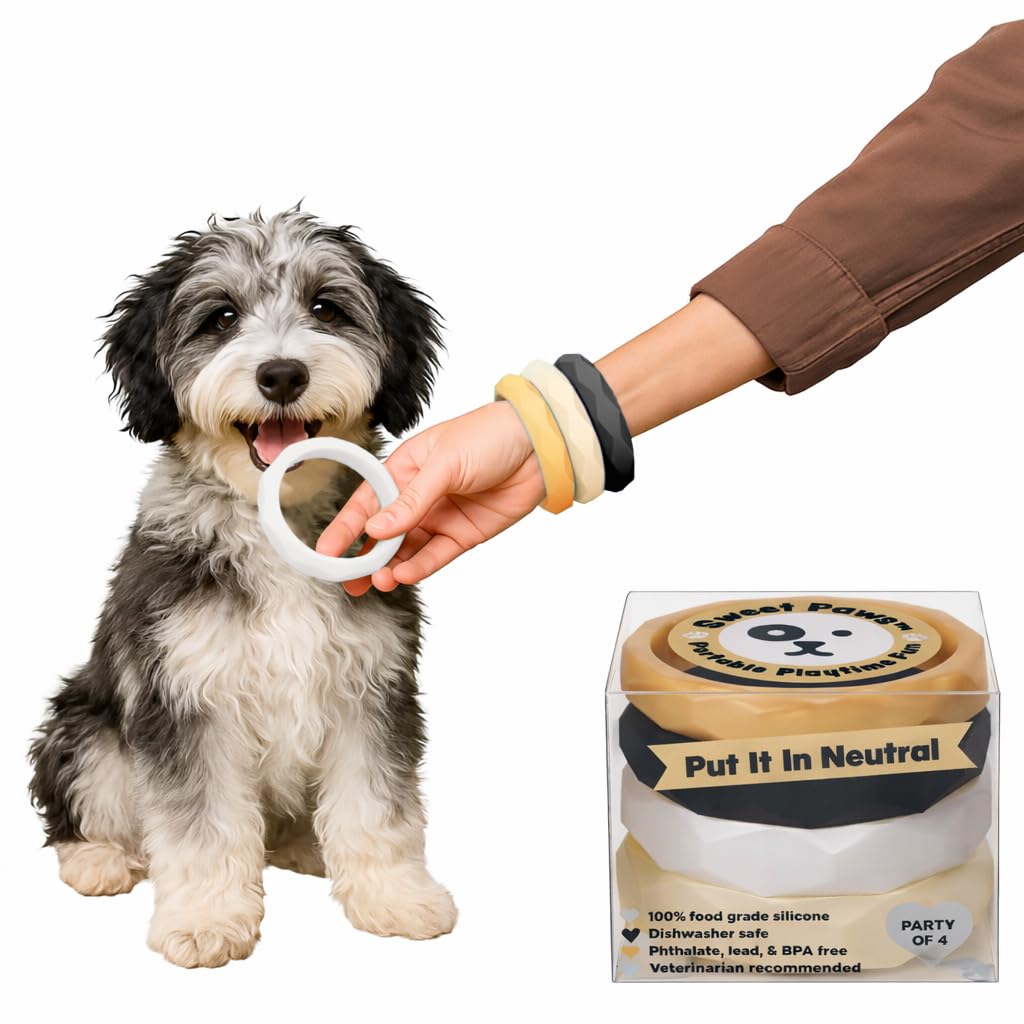 Sweet Paws Zabawki do żucia dla psów - nadające się do noszenia silikonowe zabawki dla psów do agresywnych żucia - zabawne do żucia, gonienia i wyciągania - trwałe ząbkowanie szczeniaka zabawki do żucia dla małego/średniego psa (umieść go w neutralnym)