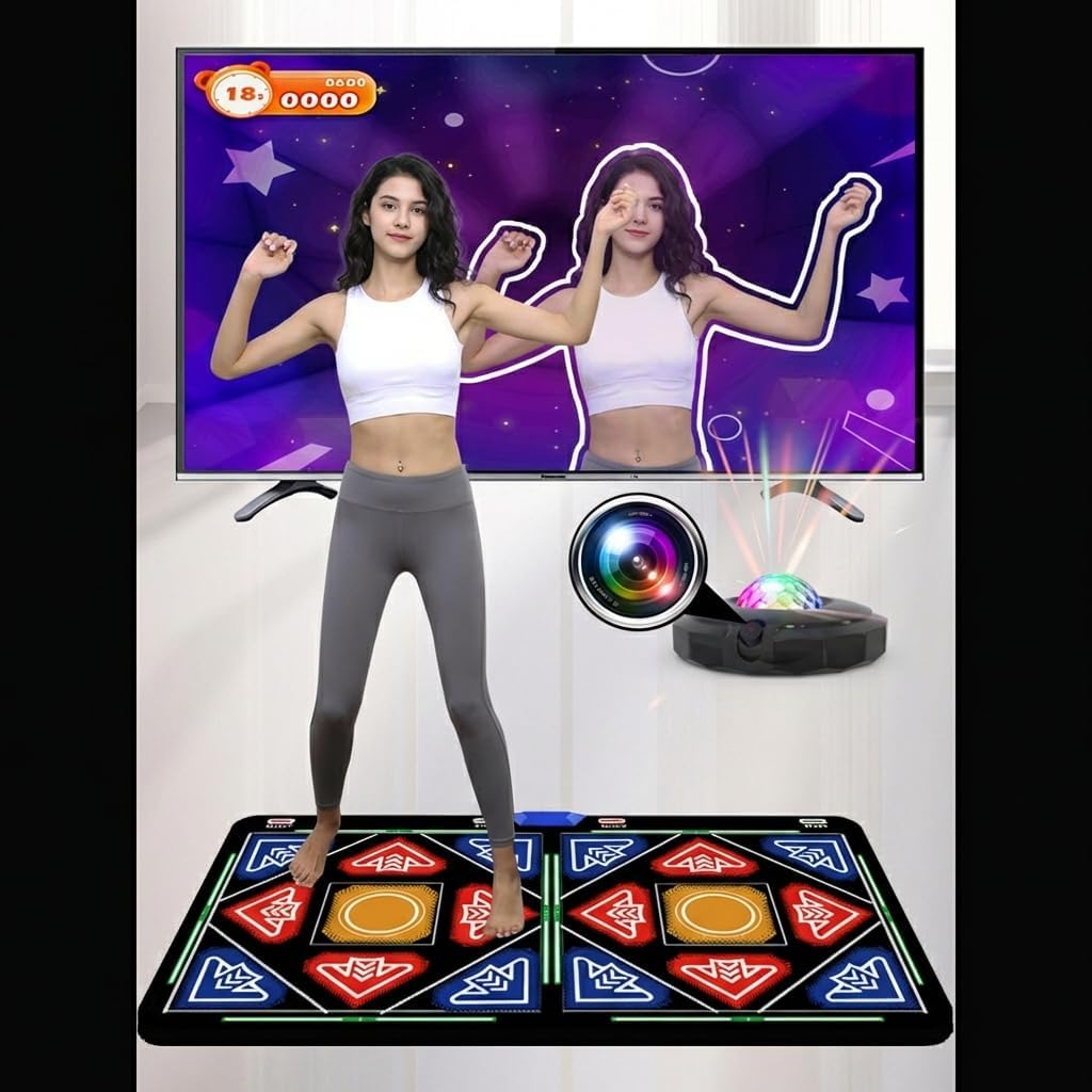 Single/Double HDMI Musical Electronic Dance mat with a Camera,a 64G Large Memory Card,Including 1030 Games,81 Music Videos,650 Songs,Suitable for TV use,a Luxurious Gift for Boys and Girls