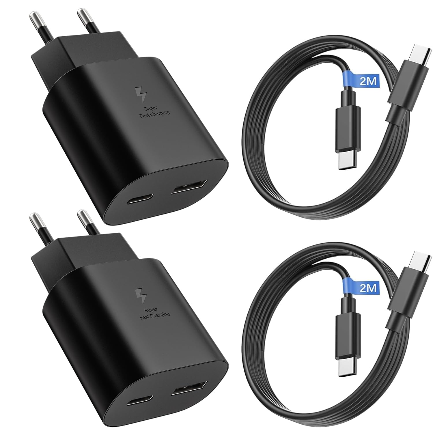 25W 2Port Schnellladegerät USB A & USB C Netzteil für Samsung Galaxy S25 S24 S23 S22 S21 S20 S10 A55 A54 A53 A52 A35 A15 A14 A13 A05s A04s Z Flip 6/5