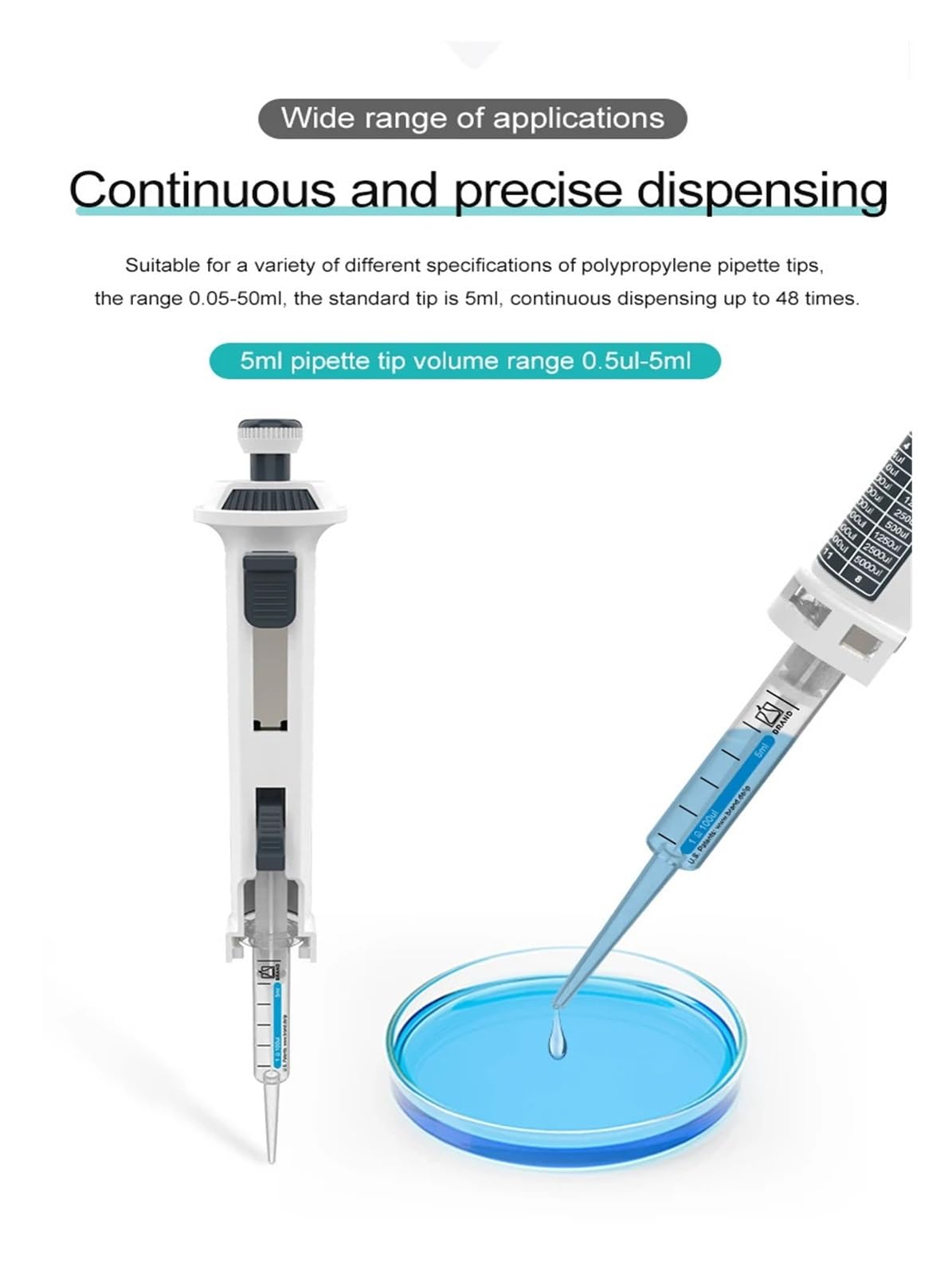 Pipetas de laboratorio, Pipeteo continuo repetido, pipeteo de investigación de laboratorio, micropipeta,Micropipetas