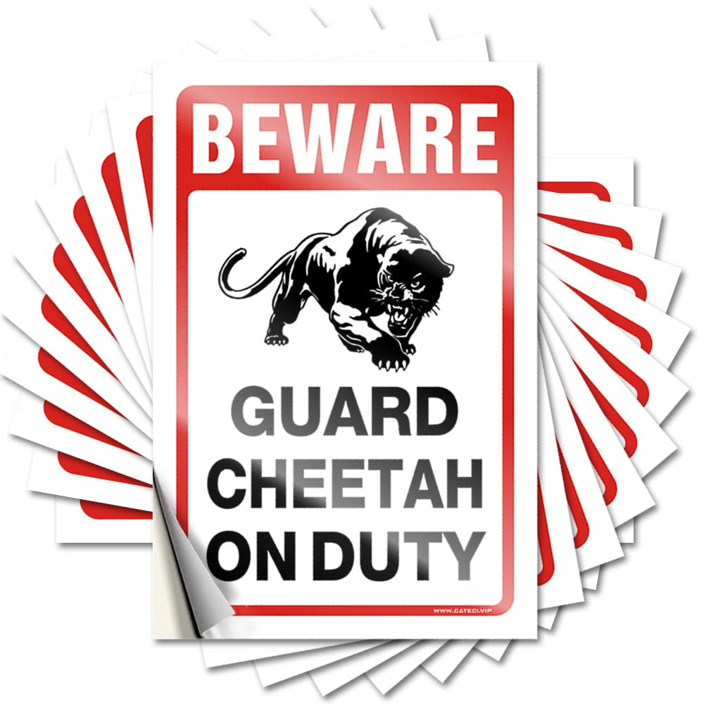 Fzfn Colour Beware! Guard Cheetah On Duty Helmet Funky - Restroom Accessories Funny Sticker Self Adhesive Sticker(8X12cm)