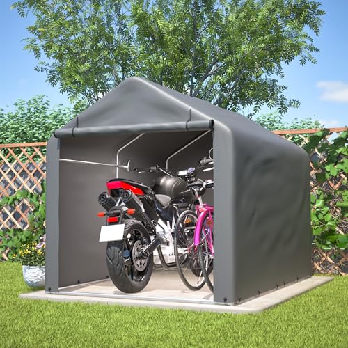 LLGWGL Caseta de jardín para bicicletas, cobertizo para herramientas, resistente a la intemperie, material de polietileno impermeable sobre marco de acero con puerta enrollable, ideal como refugio
