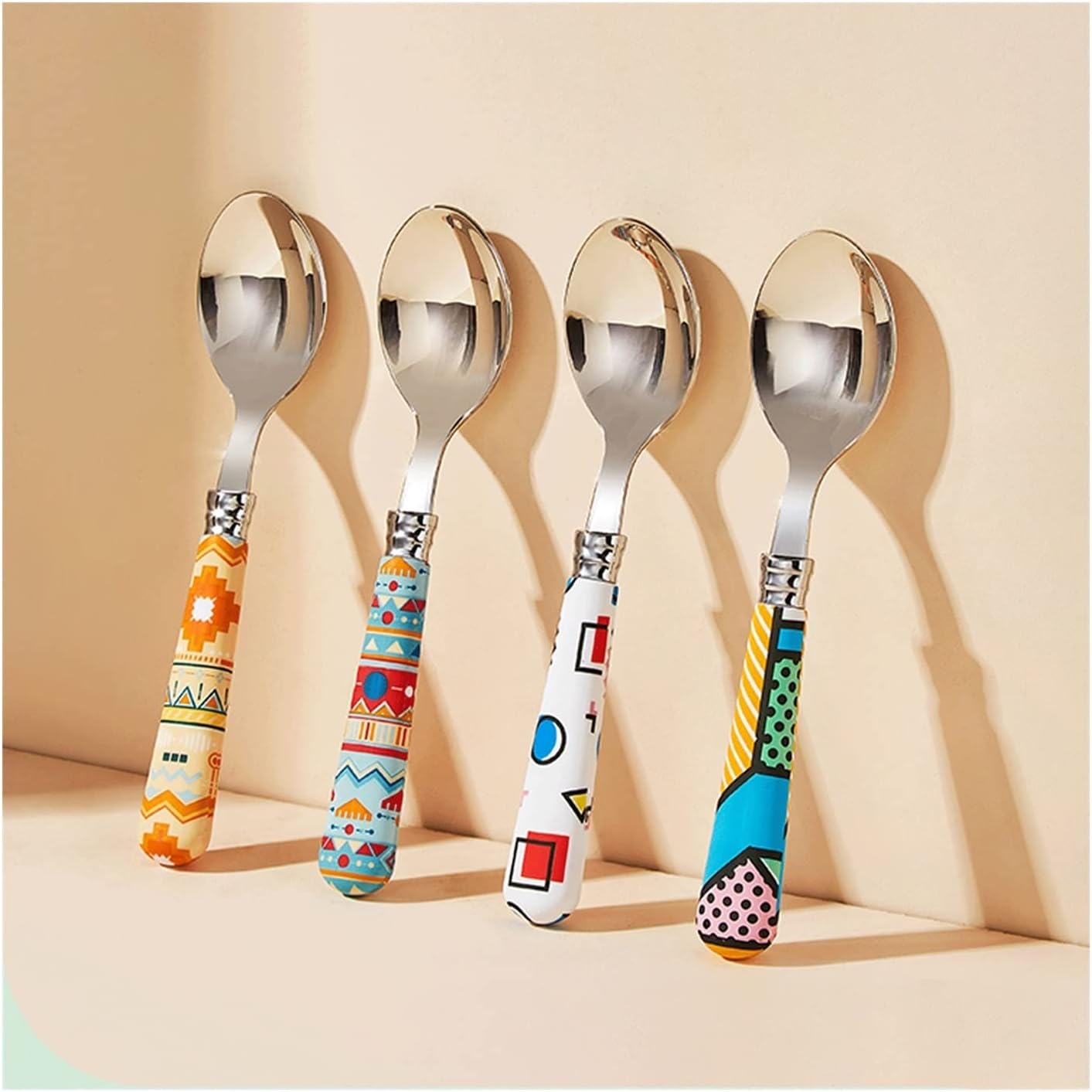 Soup Spoon Stainless Steel Household Meal High-Value Small Dessert Comfortable Feel Ice Cream Scoop(F)