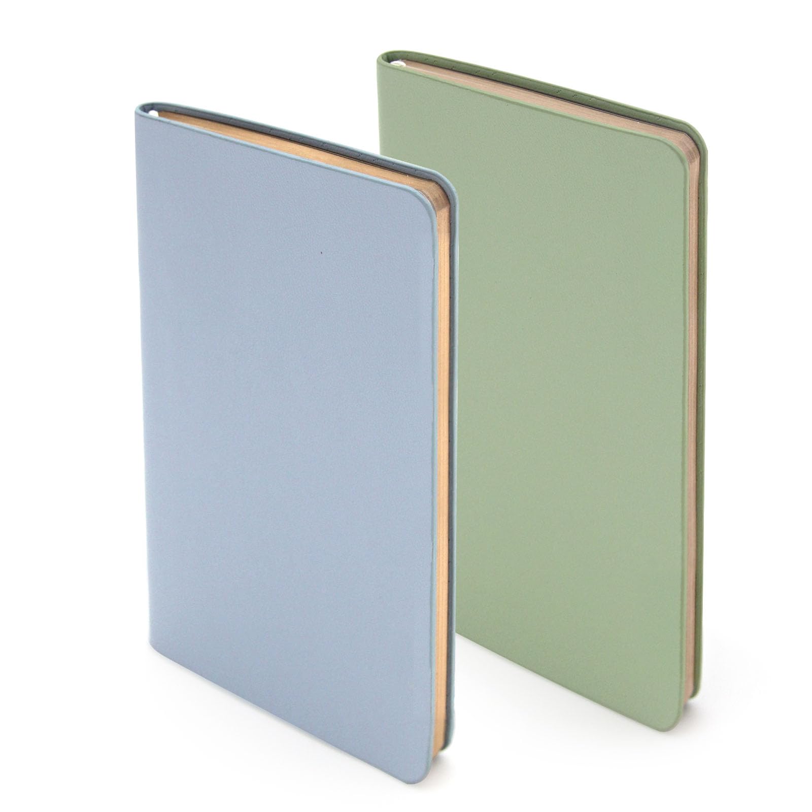 WETLOTE A6 Pocket Notebook, Softcover Journal, Lined & Squared, Pack of 2, 106 Pages, 55 GSM, for Office, School & Travel, 8 x 14 cm –Grass Green + Light Blue